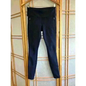Athleta Navy Street To Summit Fleece Lined Leggings Reflective Side Trim, XSmall